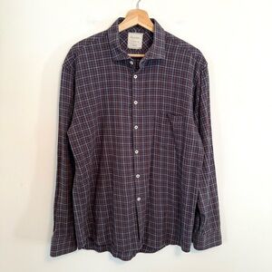 Billy Reid 100% Cotton Standard Cut Collared Plaid Shirt